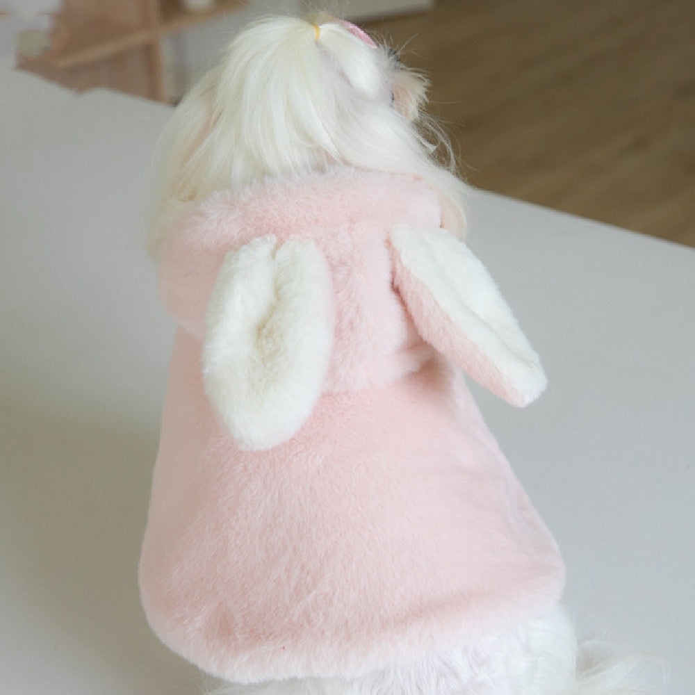 Autumn And Winter Fluffy Rabbit Modeling Pet Costume Warm Cape Cloak New Year Dogs And Cats Pet Clothes