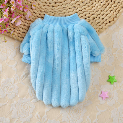 Vertical One-sided Plush Sweater Pet Clothes Dog Clothing Cat Small Dog Cat