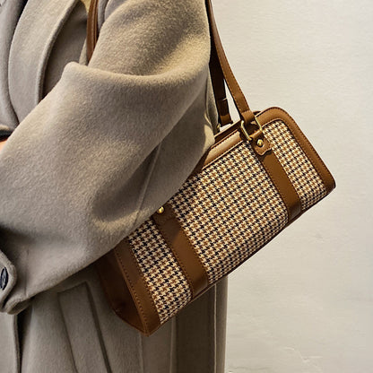 Fashion Women's Simple Houndstooth One-shoulder Armpit Bag