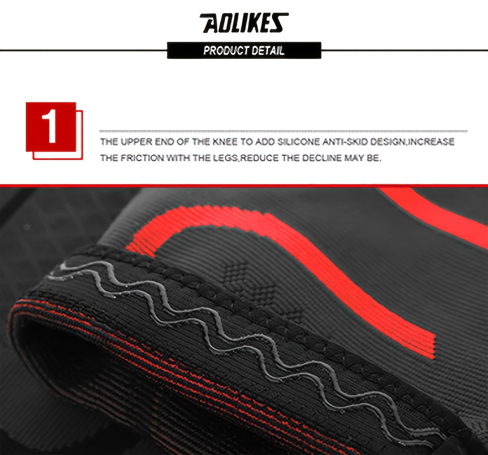 1pc AOLIKES Compression Knee Pad Sleeve - Breathable, Non-Slip, Durable Polyamide & Nylon, Ideal for Running, Volleyball, Basketball, Yoga, Tennis, Football