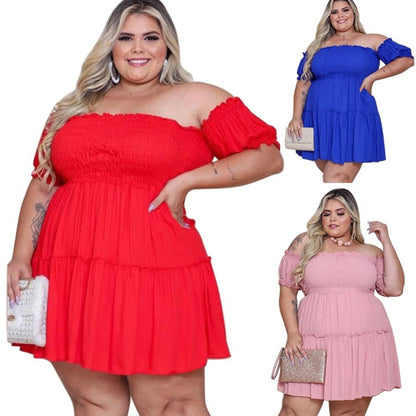 Women's Slimming Defined-Waist Asymmetrical Plus-Size Dress