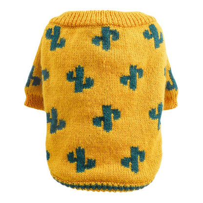 Pet Dog Cat Warm And Comfortable Turmeric Cactus Sweater