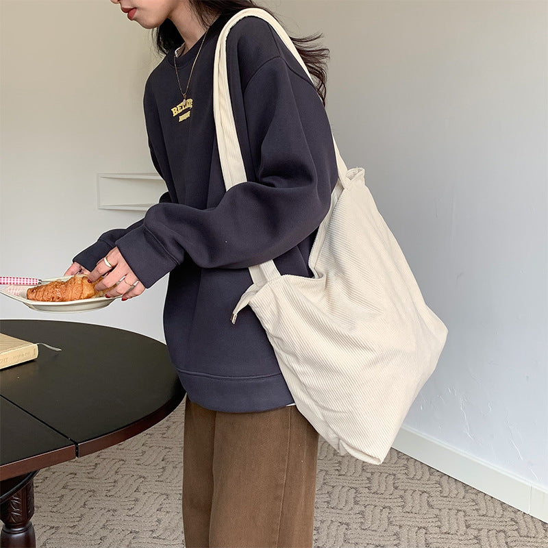 One-shoulder Large Capacity Corduroy Bag Leisure Shopping Bag
