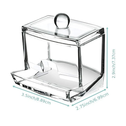 1pc Cotton Swab Holder, Plastic Cotton Ball Dispenser Organizer, Clear Bathroom Storage Container for Home & Bathroom