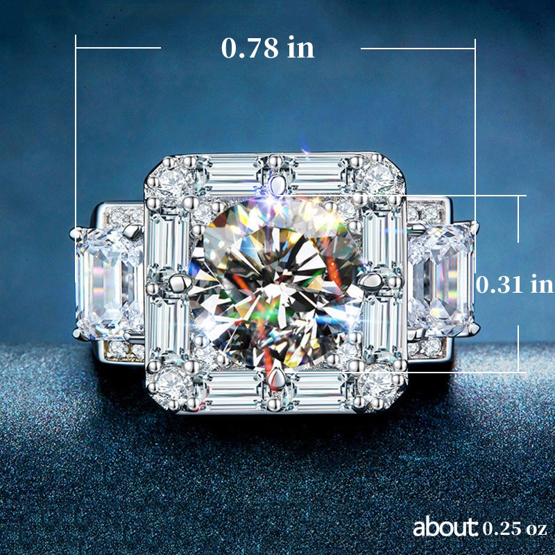 1pc Funky Square Rhinestone Ring Men's Cubic Zirconia Finger Ring