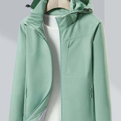 Women's Autumn and Winter Outdoor Sports Casual Warm Fleece Lined Windproof Stand Collar Jacket