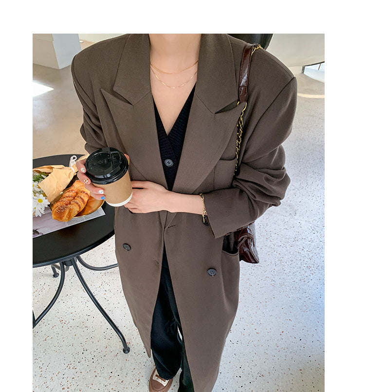 Women's High-quality Knee-length Long Suit Trench Coat