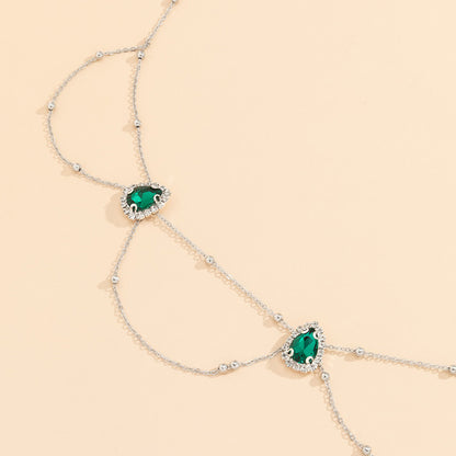 All-match Water Drop Gemstone Body Chain Women's Simple U-shaped Beads