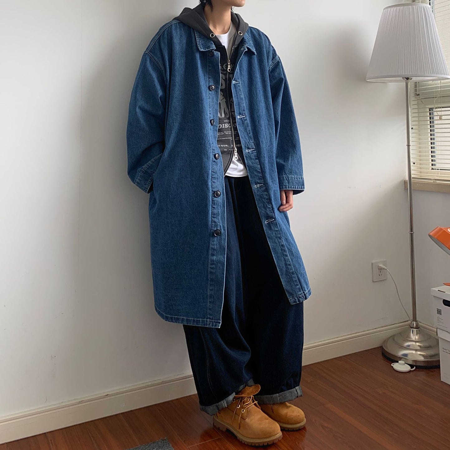 Denim Trench Coat Korean Style Wear Temperament Mid-length
