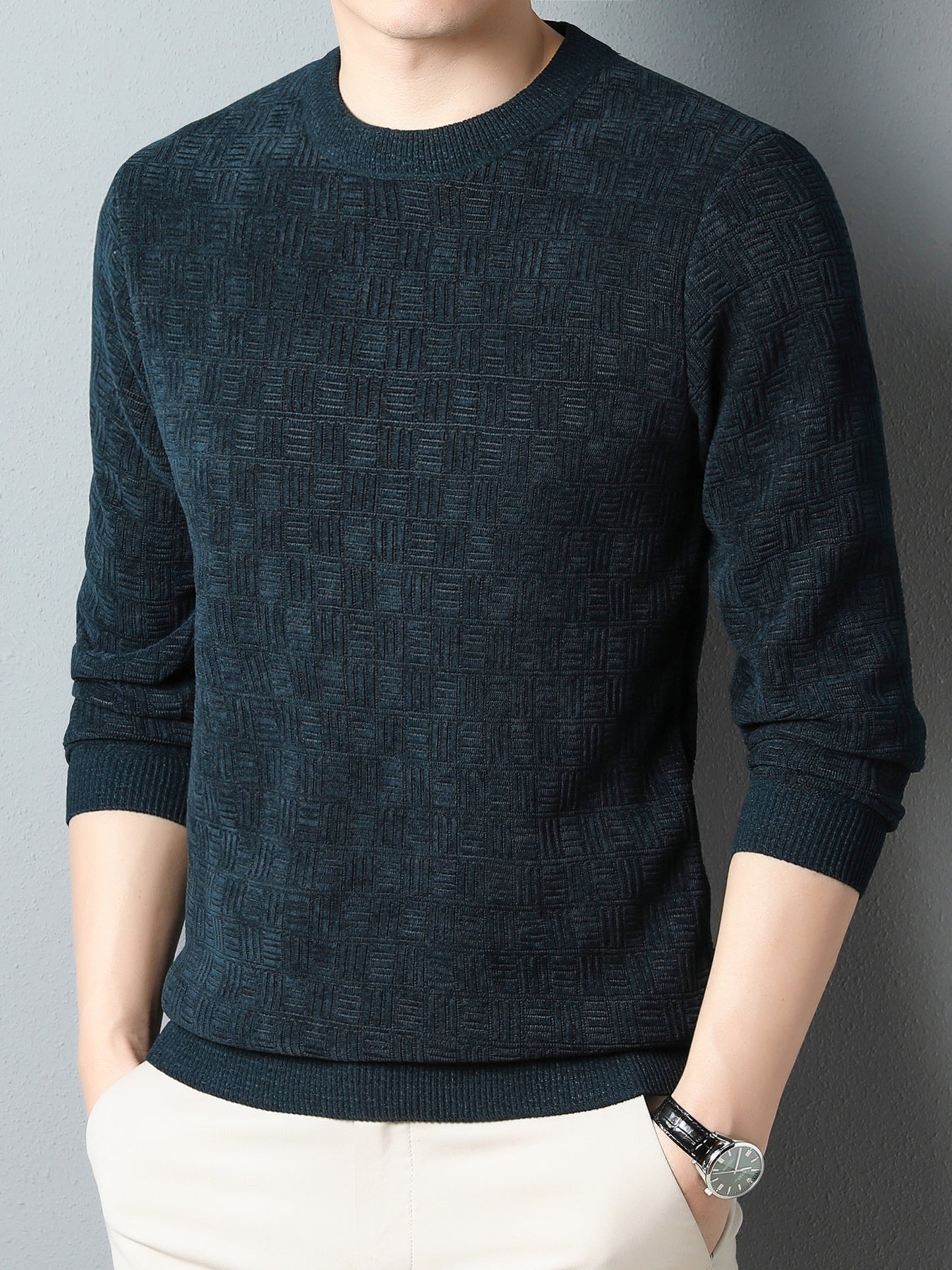 Winter New Men's Casual Sweater Round Neck Plus Thick Base Warm Sweater Best Sellers