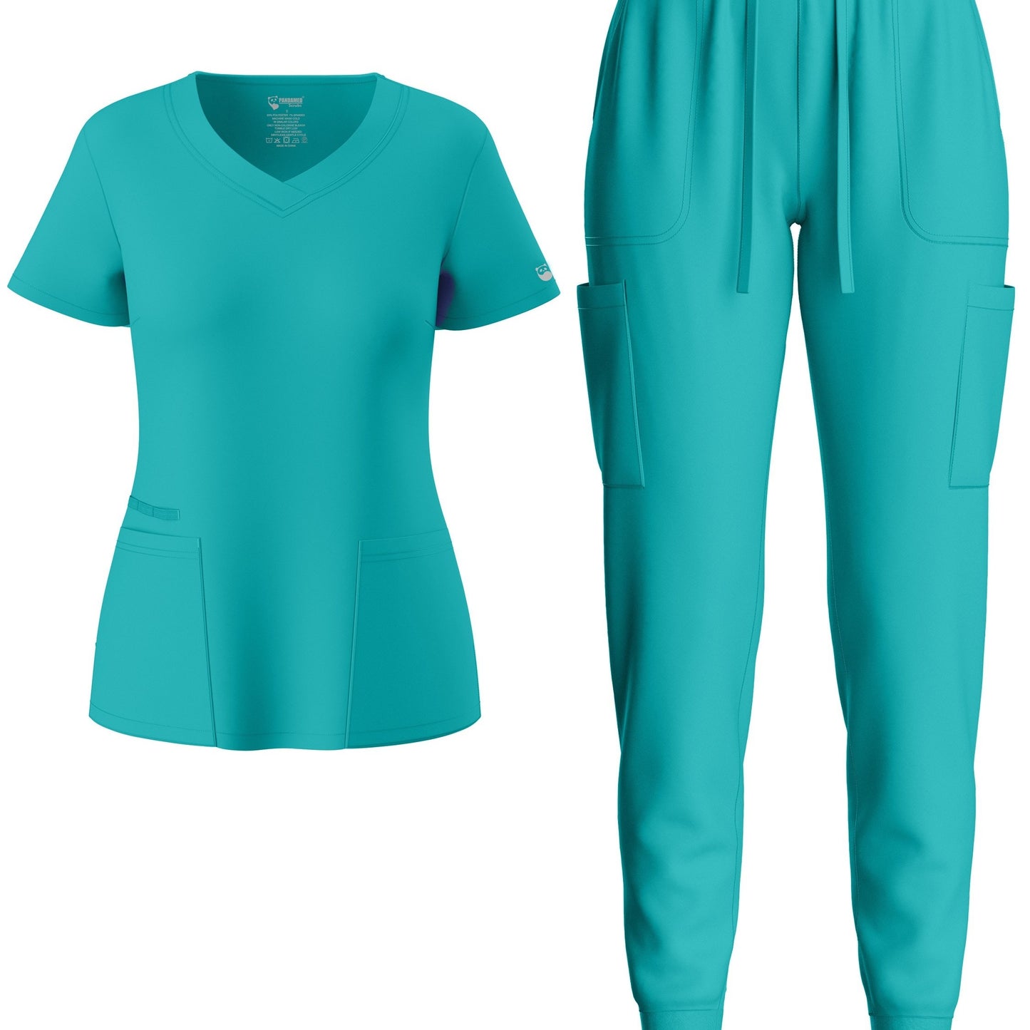 Premium Medical Scrubs Set - V-Neck Top & Drawstring Pants | Professional Healthcare Uniform for Women