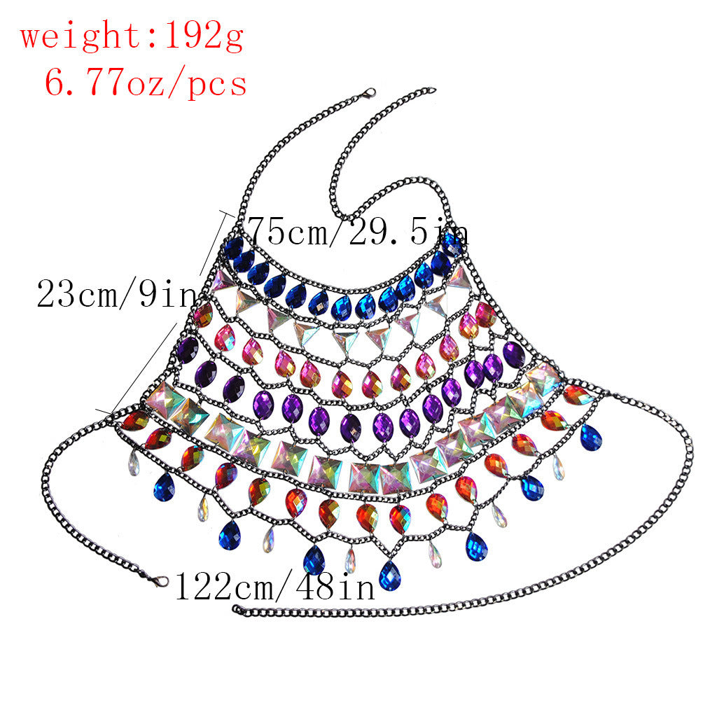 Nightclub Dripping Halter Neck Hollow Vest Bikini Body Chain Women