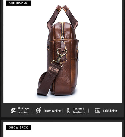 Premium Leather Messenger Bag - Large Capacity Business Briefcase for Men | BULLCAPTAIN