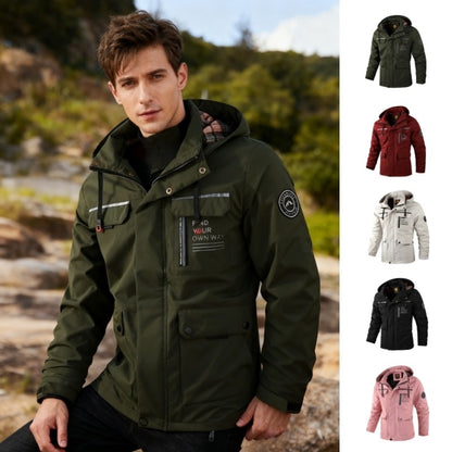 Men's Waterproof Windbreaker Jacket - Hooded Winter Coat with Fleece Lining
