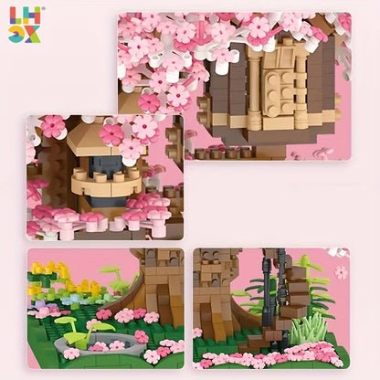LHCX Cherry Bonsai Tree Building Sets For Girls, Mini Building Blocks Of Cherry Flower Bonsai Tree Kit, Mini Bricks Sakura Tree House, Halloween/Thanksgiving Day/Christmas Gift Easter Gift