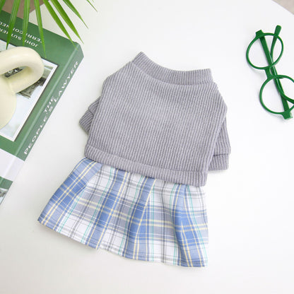 Wool Fabric Leisure Warm Sweatshirt Skirt Pants Suit Dog Clothes