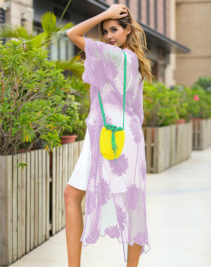 Lace Embroidery Dress Outer Wear Cardigan Swimsuit Blouse