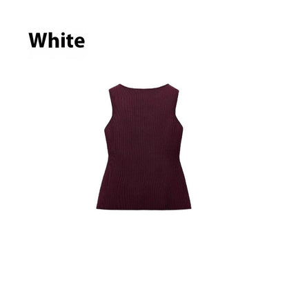 Fashion Plain Gold Button Sweater Vest