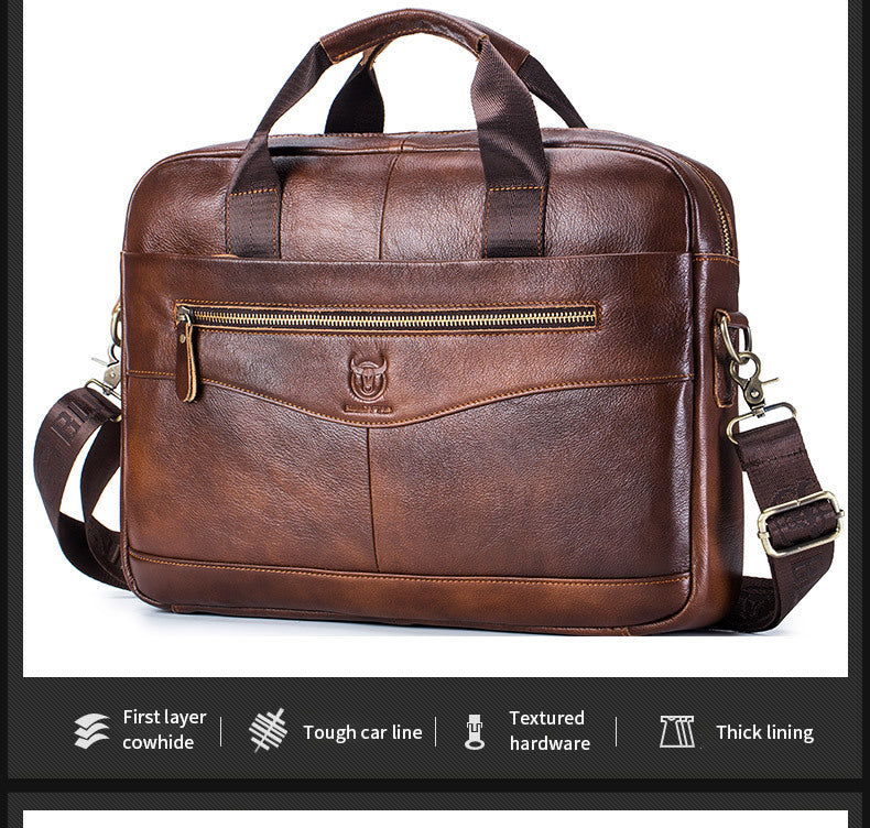 Premium Leather Messenger Bag - Large Capacity Business Briefcase for Men | BULLCAPTAIN