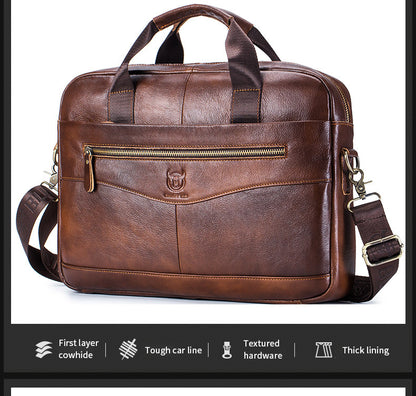 Premium Leather Messenger Bag - Large Capacity Business Briefcase for Men | BULLCAPTAIN