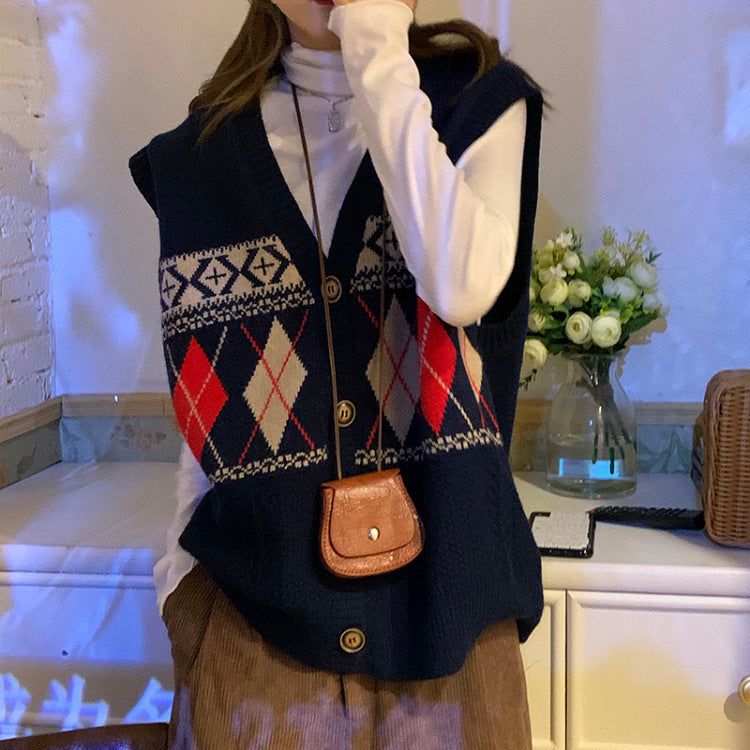 Loose Outer Wear Cardigan Sleeveless Top