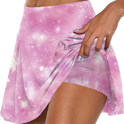 Summer Skort Solid Shorts, Sexy High Waist Fashion Sports Biker Running Yoga Skort Shorts, Women's Clothing