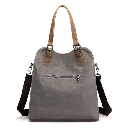 Women's Fashion Retro Patchwork Large Capacity Canvas Bag