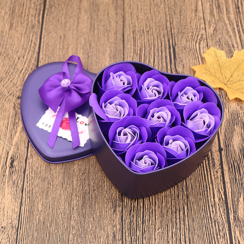 Soap Flower Gift Box Valentine's Day Gift Mother's Day Creative Gifts Bear Flower Rose Heart Shaped Tin Box
