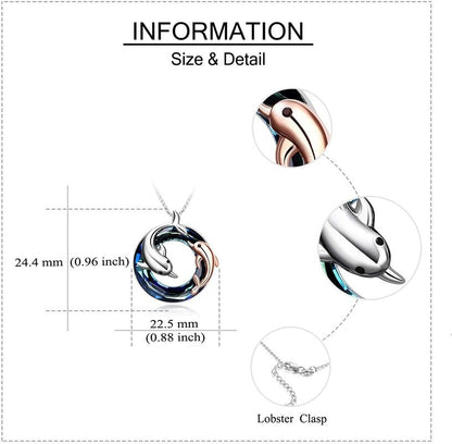 Colorful Circle Crystal Dolphin Pendant Necklace