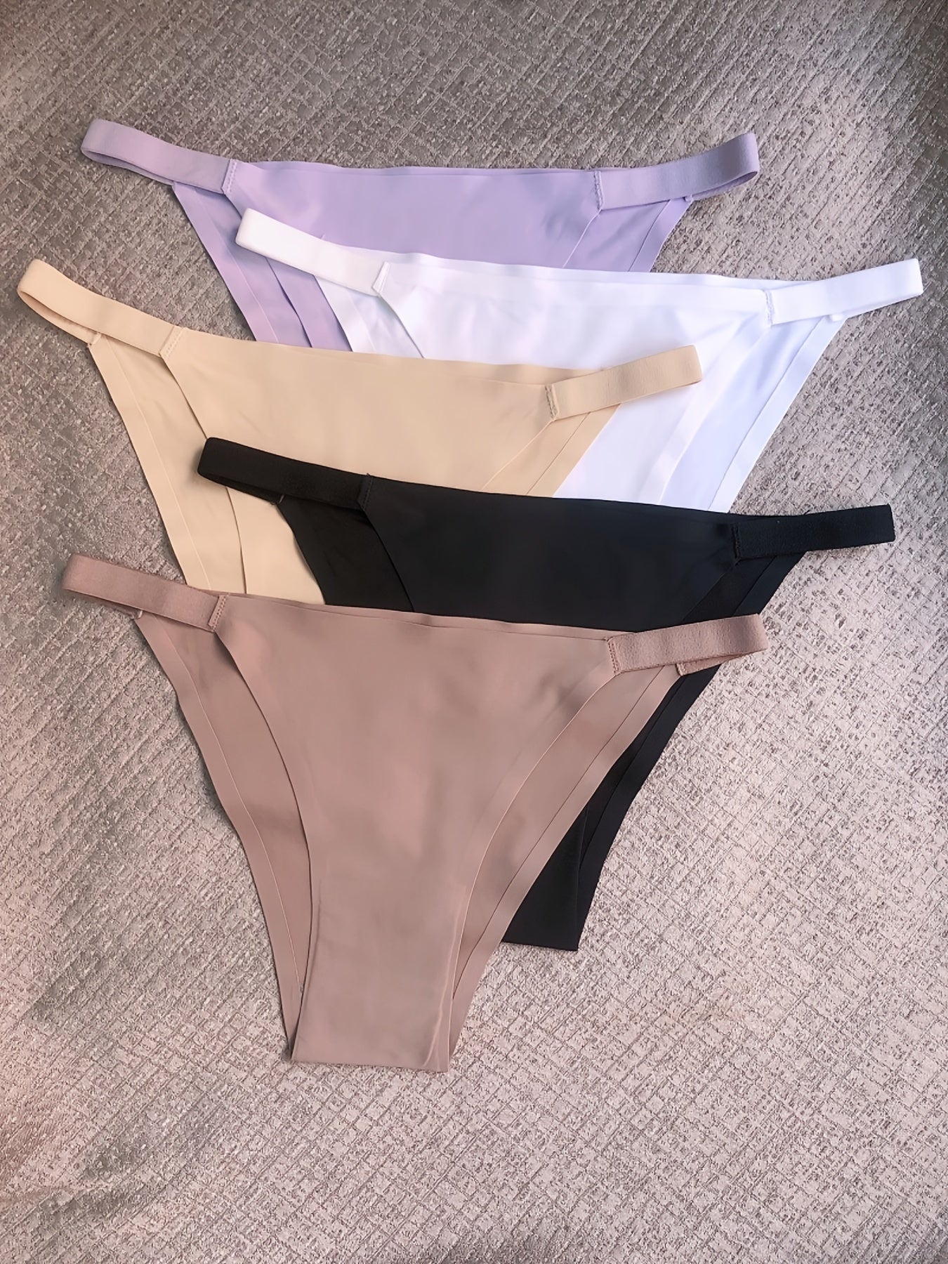 5pcs Seamless Women's Bikini Panties - Comfortable, Stretchy Nylon/Elastane Blend, Low-Rise, Solid Color in Casual to Yoga Fitness Wear, Breathable & Soft