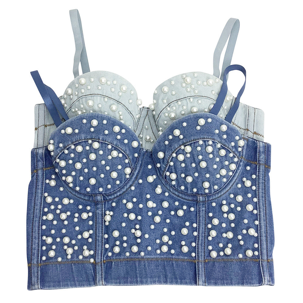 Shapewear Short Outerwear Sexy Womens Denim Bustier Vest