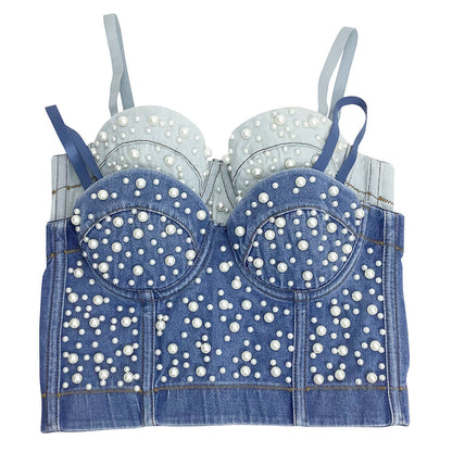 Shapewear Short Outerwear Sexy Womens Denim Bustier Vest