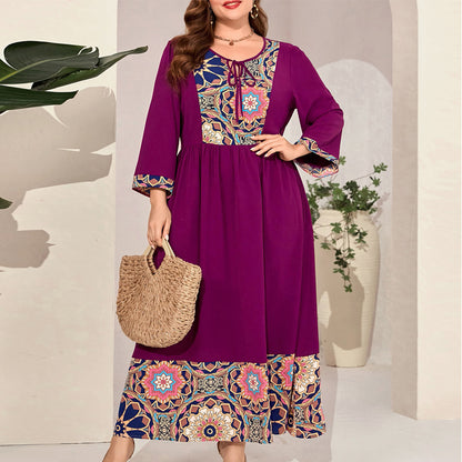 Ethnic Style Plus-size Retro Dress For Women