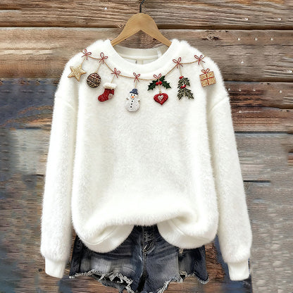 Women's Christmas Crew-neck Patterned Top