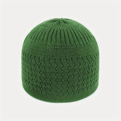European And American Spring And Autumn Knitted Hat, Unisex Wavy Jacquard Unisex Dome Warm Beanie Cap, Muslim Pullover Knitted Hat, Ideal Choice For Gifts
