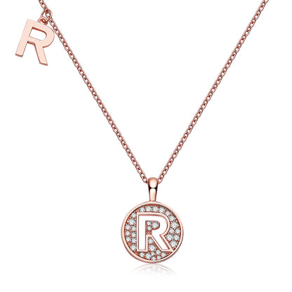 One Of The 26 Letters, R, Set With Top-quality Moissanite, Luxurious And Fashionable Light Luxury Trend Jewelry, Silver Necklace Pendant S925 Silver Electroplated Rose Gold