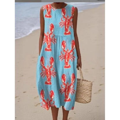 New Sleeveless Casual Printed Temperament Long Dress