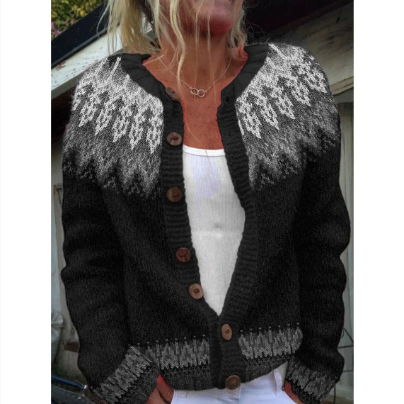 Cardigan Color-blocked Loose-fitting Fashionable Knitwear