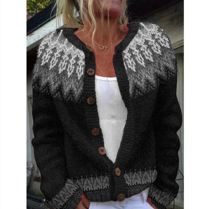 Cardigan Color-blocked Loose-fitting Fashionable Knitwear