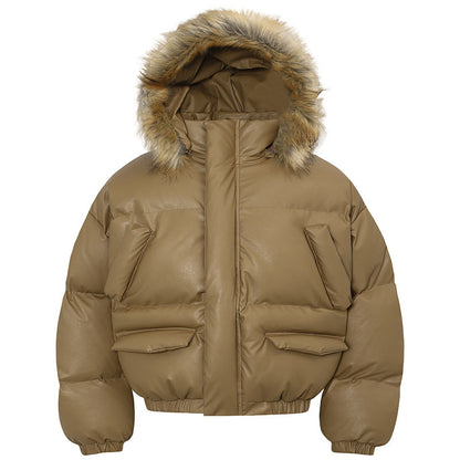Retro-style Padded Cotton Coat With A Thick Fur Collarunisex