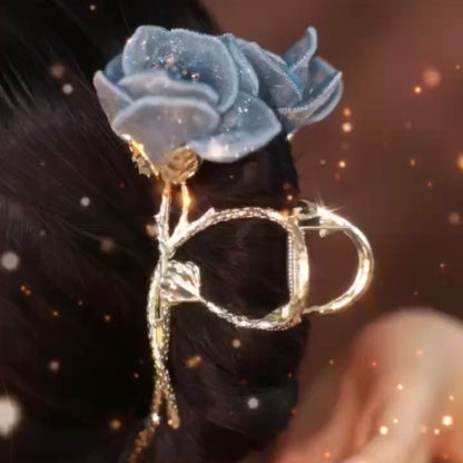 Leichter Luxus-Greifclip aus Kupferlegierung mit Doppelblume und Anti-Kristall