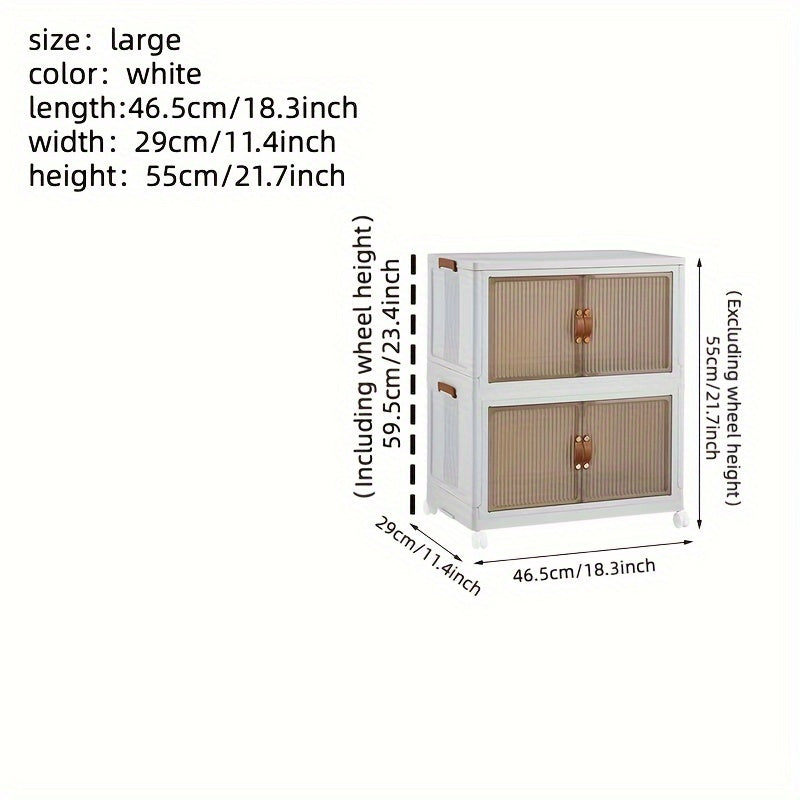 1pc Rectangle Storage Box with Lids, Plastic Waterproof Collapsible Organizer on Wheels, Magnetic Closure Multipurpose Container for Home & Kitchen Storage