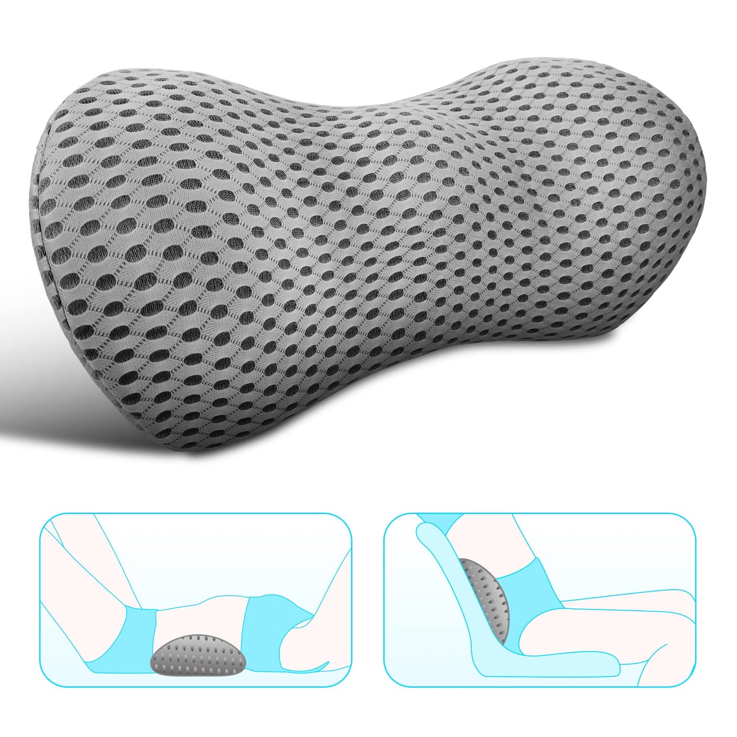 Premium Memory Foam Lumbar Support Pillow - Ergonomic Back Pain Relief for Office Chair, Car Seat & Home - Orthopedic Lower Back Cushion