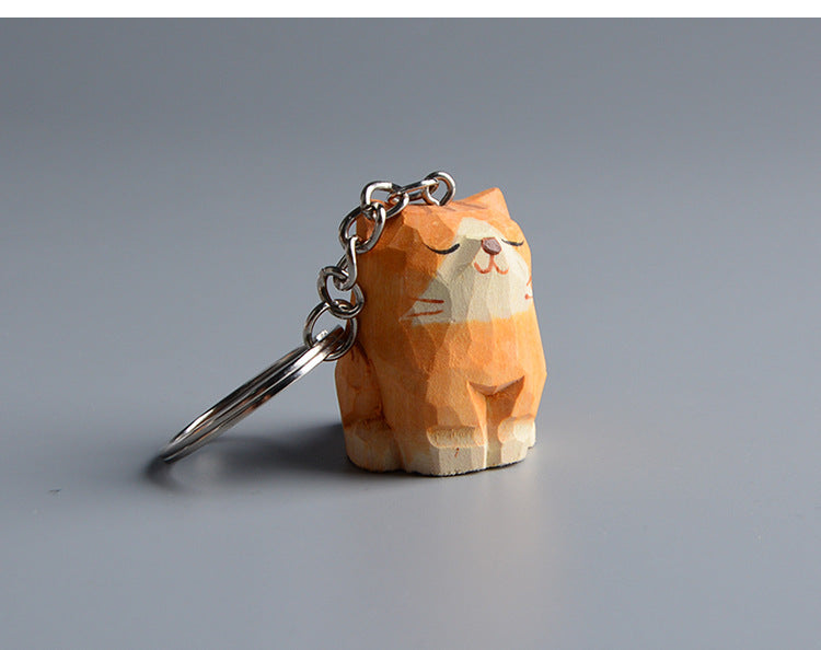 Handmade Wooden Cat Figurine - Artisan Carved Wood Cat Sculpture Home Decor Gift