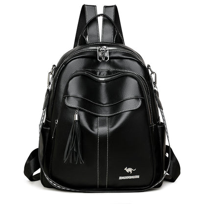 New Multi-functional Hand-held Genuine Leather Tassel Backpack