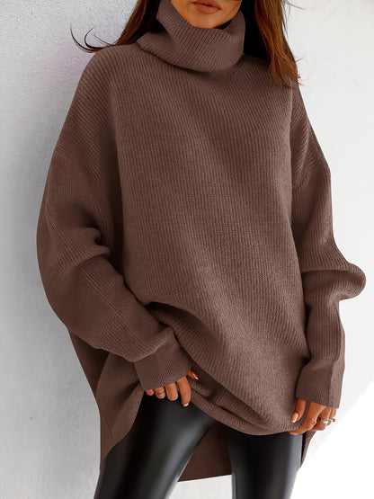 Women's Cozy Oversized Turtleneck Sweater Batwing Chunky