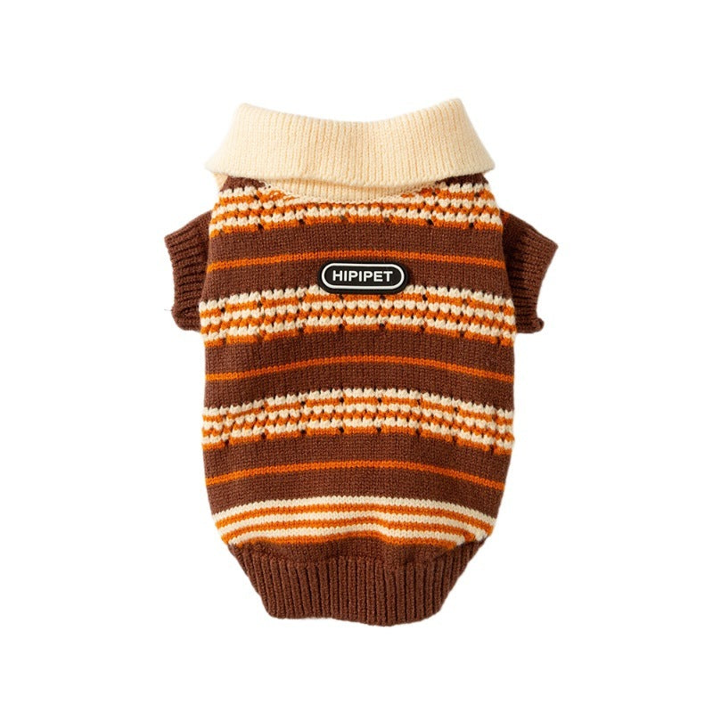 Cat Sweaters, Cold Weather Dog Striped Pullover, Warm Knitted Pet Clothes In Winter