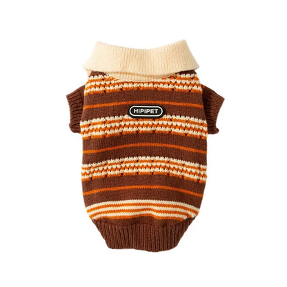 Cat Sweaters, Cold Weather Dog Striped Pullover, Warm Knitted Pet Clothes In Winter