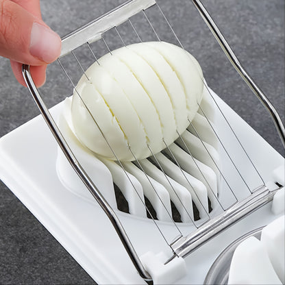 Compact 2-in-1 Egg Slicer & Cutter - Perfect for Hard-Boiled Eggs, Includes Fruit Divider, Durable Plastic/Metal, Easy to Use, Ideal for Small Kitchens, 7.76x3.46 inches, Single Egg Slicer