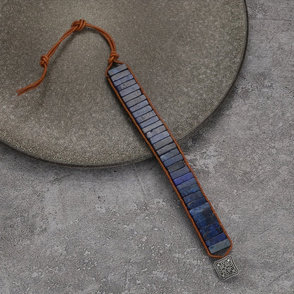 1pc Bohemian Trend Rectangular Cylindrical Colorful Woven Stone Bracelet for Men Jewelry